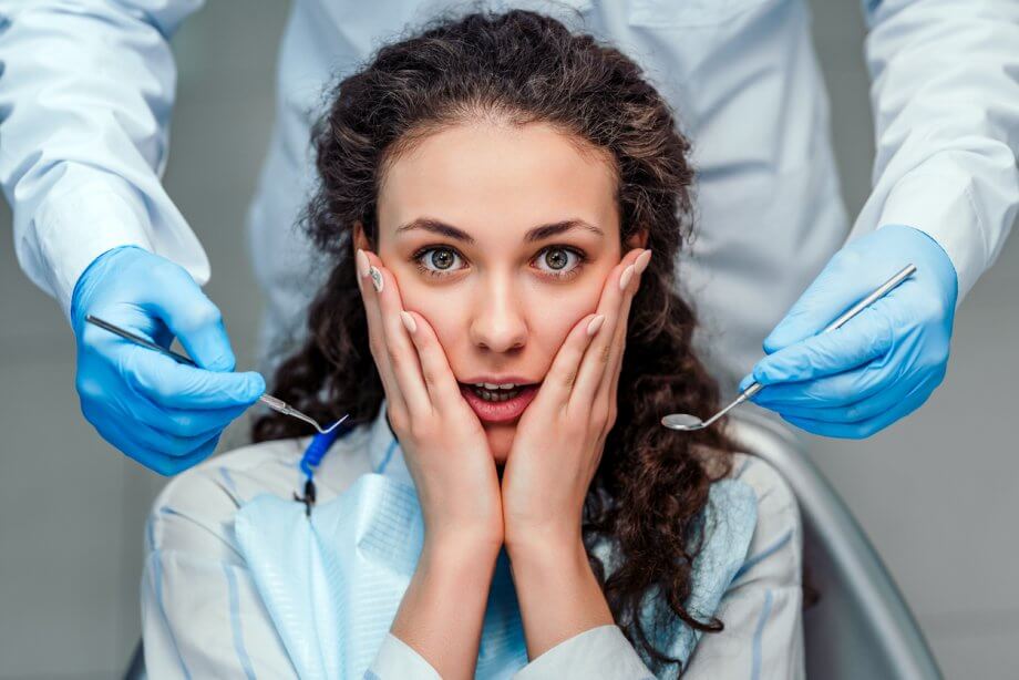 girl nervous at dentist